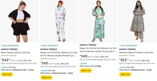 Image of DHRUVI TRENDZ Women Co-Ord Set at minimum 80% Discount