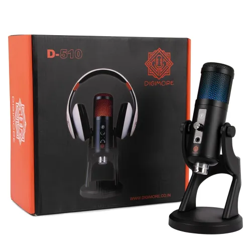Image of DIGIMORE RGB Gaming USB Microphone with 0 Latency Monitoring Headphones