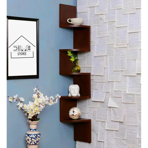 Image of Dime Store 5-Tier Wooden Corner Wall Shelf 