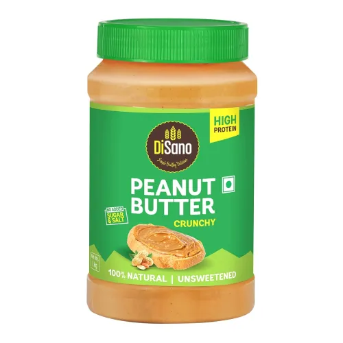Image of DiSano Natural Peanut Butter Crunchy 1Kg, Unsweetened, High Protein Peanut Butter (30G)