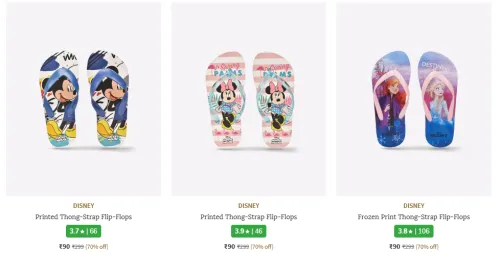 Image of DISNEY Printed Thong-Strap Flip-Flops @ Flat 70% Discount | Start ₹90