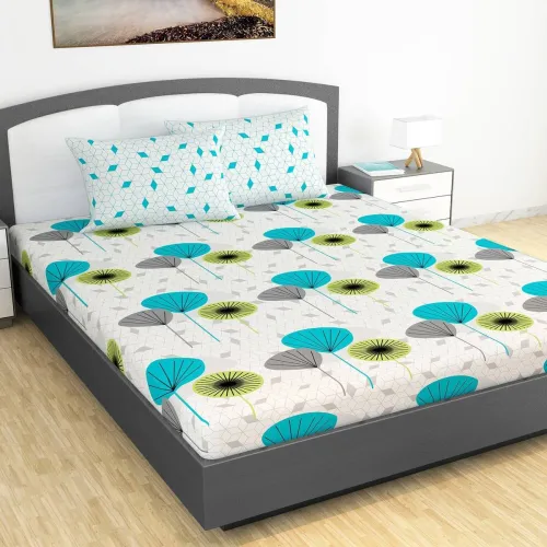 Image of Divine Casa 144 TC King Floral Flat Bedsheet