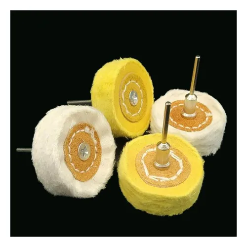 Image of DIY Crafts Pack of 4 Pcs Set, Off White Yellow, Jewellery,Boxes Cleaning Care T Style Polish Buffing Wheel Grinding Head