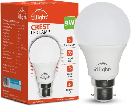Image of d.light 9 W Basic Standard B22 LED Bulb (White, Pack of 2)