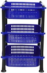 DM PLUS Plastic Fruit & Vegetable 3-Layer Kitchen Trolley