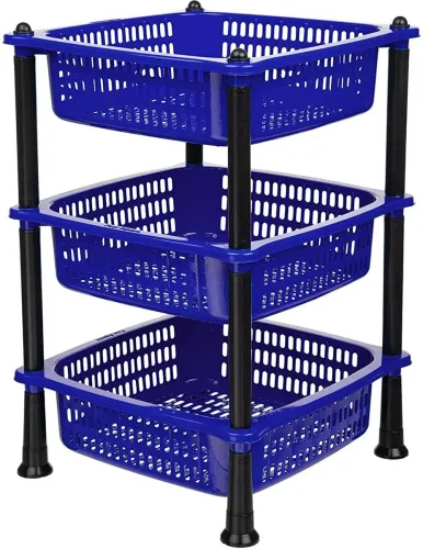 Image of DM PLUS Plastic Fruit & Vegetable 3-Layer Kitchen Trolley Plastic Kitchen Trolley (DIY(Do-It-Yourself))
