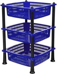 DM PLUS Plastic Fruit & Vegetable 3-Layer Kitchen Trolley Plastic Kitchen Trolley (DIY(Do-It-Yourself))