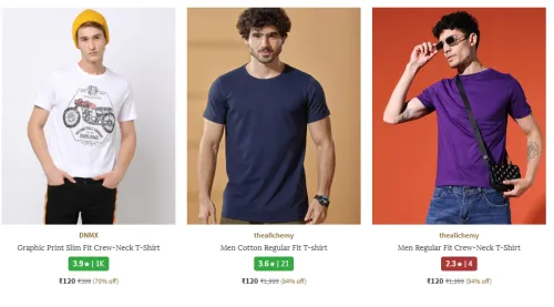 Image of DNMX Graphic Print Crew-Neck T-Shirt Starting At ₹120