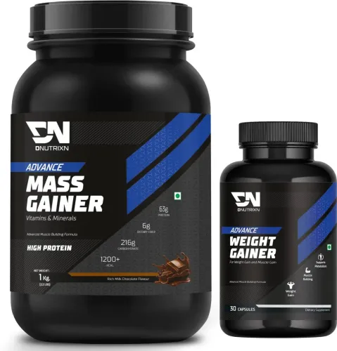 Image of DNUTRIXN Advance Mass Gainer with High Protein &Calories (1 kg, Chocolate)