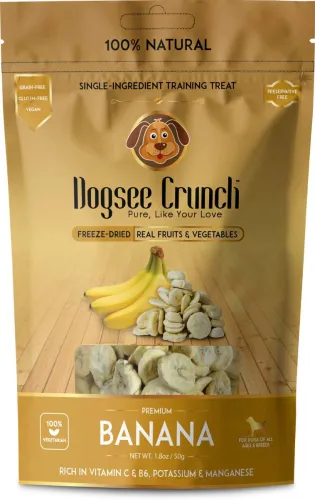 Image of Dogsee Chew Crunch Banana: 50gm natural freeze-dried banana dog treat.