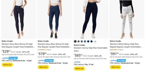 Image of Dolce Crudo Women's Jeans at minimum 82% Discount