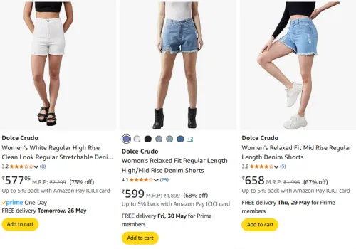 Image of Dolce Crudo Women's Shorts at minimum 60% Discount
