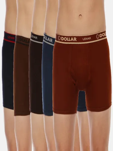 Image of Dollar Pack of 5 Dollar Lehar Combed Cotton Solid Men Trunk