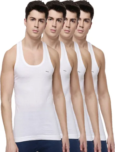 Image of Dollar Pack of 4 Combed Cotton Men's White Vest Men Vest