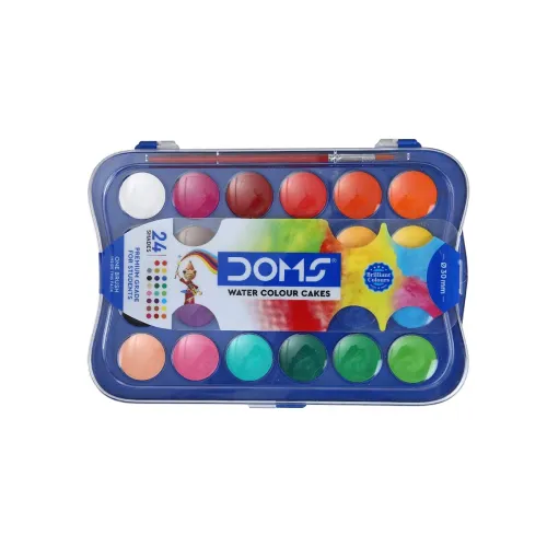 Image of Doms 24 Shades Water Colour Cakes (30mm, with Brush)