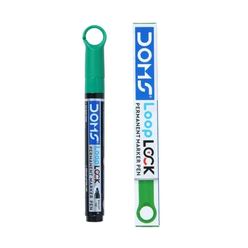 Image of Doms Refilo Non-Toxic Hi-Tech Refillable Loop Lock Permanent Ink Pens (Green x 20 Set)
