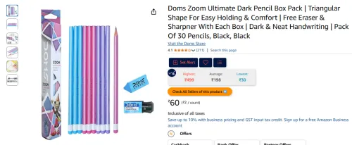 Image of Doms Zoom Pencil 30 Pcs + Free Eraser & Sharpner