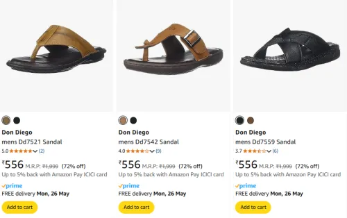 Image of Don Diego Men's Sandals at minimum 72% Discount