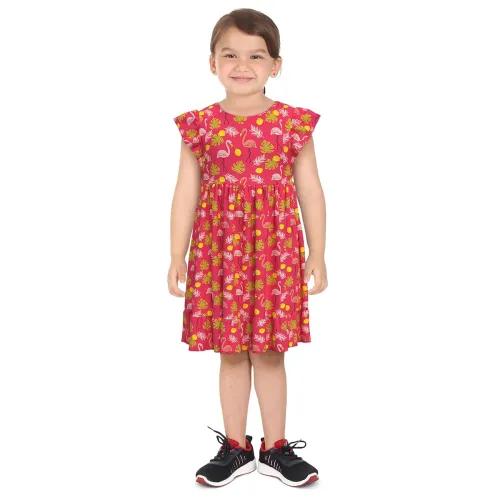 Image of Donuts Girls Pink Printed Knee Length Dress (2Y)