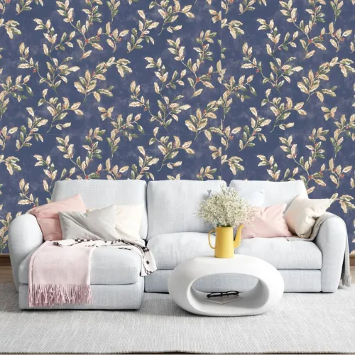 Image of doodad Floral & Botanical Blue Wallpaper (100 cm x 45 cm)
