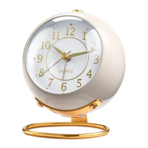 Image of Dotcom Tetino Retro Silent Alarm Clock – White, 10 cm