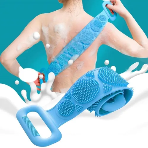Image of Blue Double Side Bathing Brush for Skin Deep Cleaning Massage