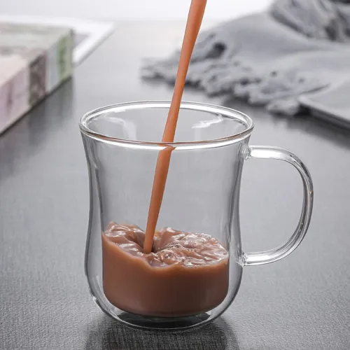 Image of Double Wall Clear Glass Coffee Mugs