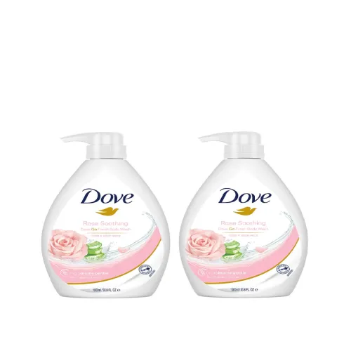 Image of Dove Go Fresh Rose & Aloe Vera Body Wash | Microbiome Gentle, 1L (Pack of 2)
