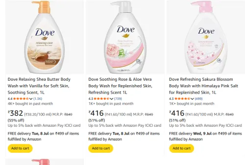 Image of Dove Bodywash Minimum 50% Discount