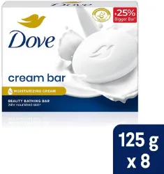 DOVE Cream Beauty Bathing Bar For 24 Hour Nourished Skin (8 x 125 g)