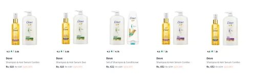 Image of Dove Hair & Care Combo Minimum 60% Discount