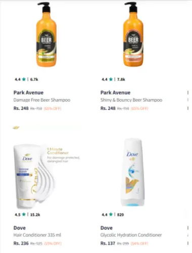 Image of Dove & Park Avenue Shampoo & Conditioner Minimum 50% Discount