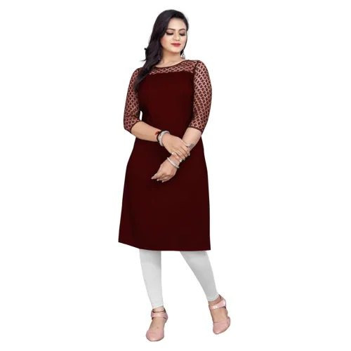 Image of Dream Beauty Fashion Poly Net Straight Crepe Kurta