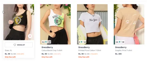 Image of DressBerry Women's Print Crop T-shirt Starting At ₹99