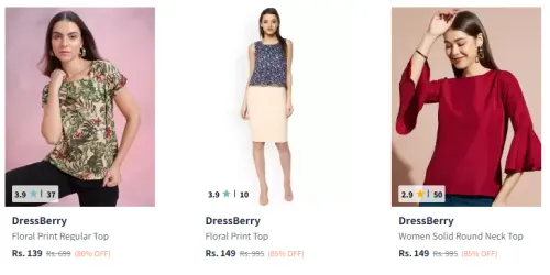 Image of DressBerry Women's Top at Minimum 80% Discount