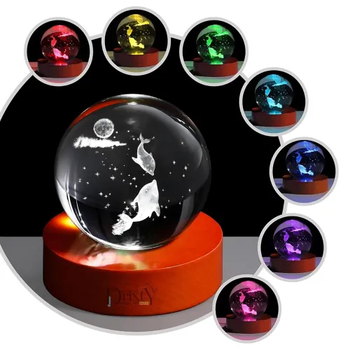 Image of DRIXTY 3D Galaxy Crystal Ball Night Light lamp, (7 Color Fish)
