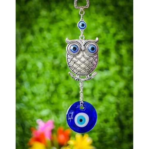 Image of DT DECTONE Metal Owl Evil Eye Wall Hanging Showpiece