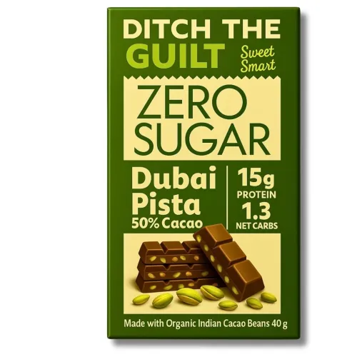 Image of Dubai Pista Sugar-Free Dark Chocolate 40g