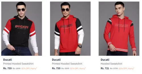 Image of Ducati Men Fashion Sweatshirt Flat 81% Discount