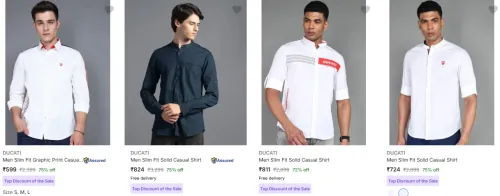 Image of DUCATI Men's Casual Shirt Minimum 75% Discount
