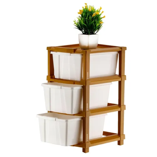 Image of E-COSMOS Plastic Drawer Organizer (3 Tier, White)