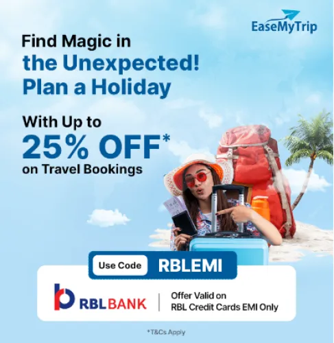 Image of EaseMyTrip Coupon : Save up to ₹6000 on Hotel & Travel Bookings Using RBL Credit Cards EMI