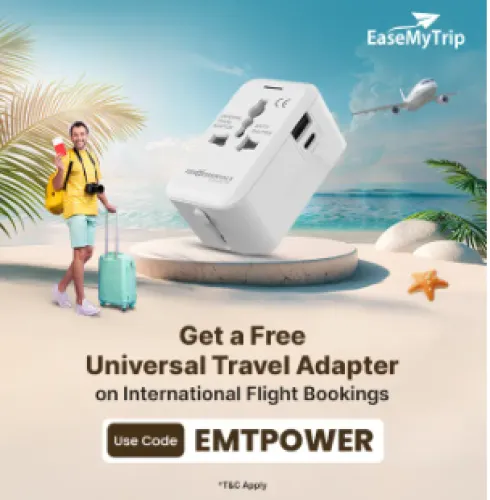 Image of EaseMyTrip Coupon : Book an International Flight on EasMyTrip & win a universal adapter
