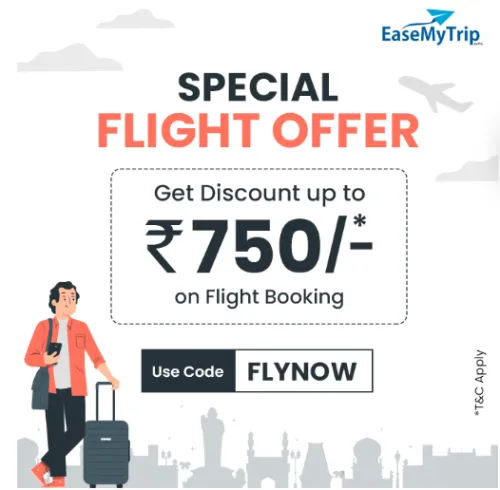 Image of EaseMyTrip Coupon: Save 7% Up to ₹750 on domestic flights