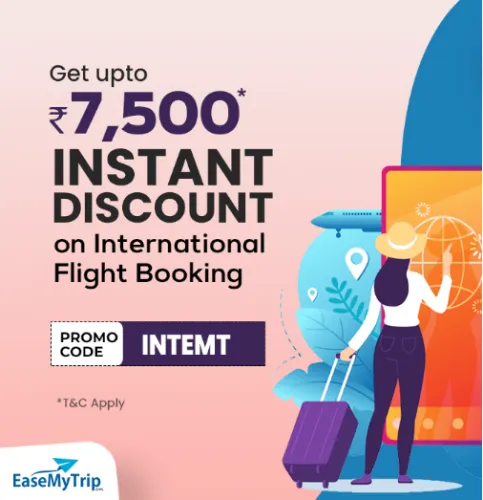 Image of EaseMyTrip Flight Coupon: Get Up to ₹7500 Off on International Flights
