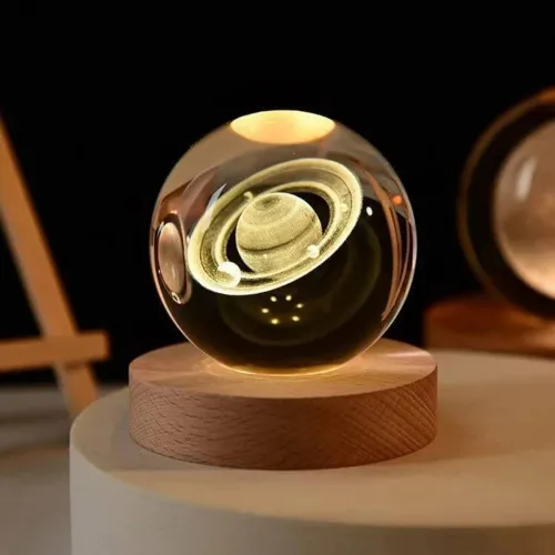 Image of Easymart Ball Night Light Wooden Table Lamp
