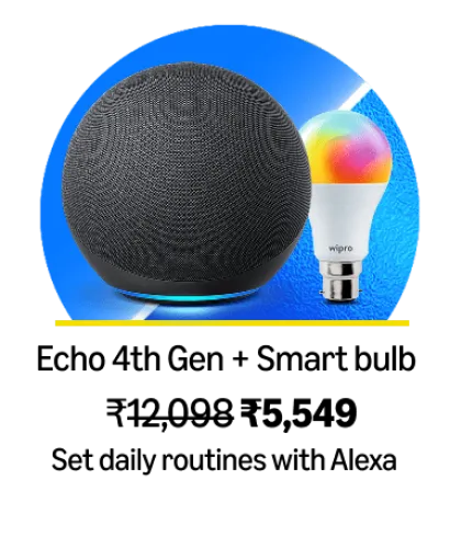 Image of Amazon Echo 4th Gen Combo with Bulb @ ₹5549 on Amazon Prime Day Sale