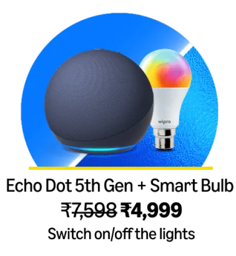 Image of Amazon Echo Dot (5th Gen) Combo with Smart Bulb @ ₹4999 on Amazon Prime Day Sale