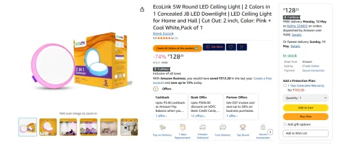 Image of EcoLink 5W Round LED Ceiling Light