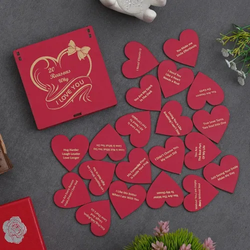 Image of eCraftIndia Red Wooden 20 Reasons Why I Love You